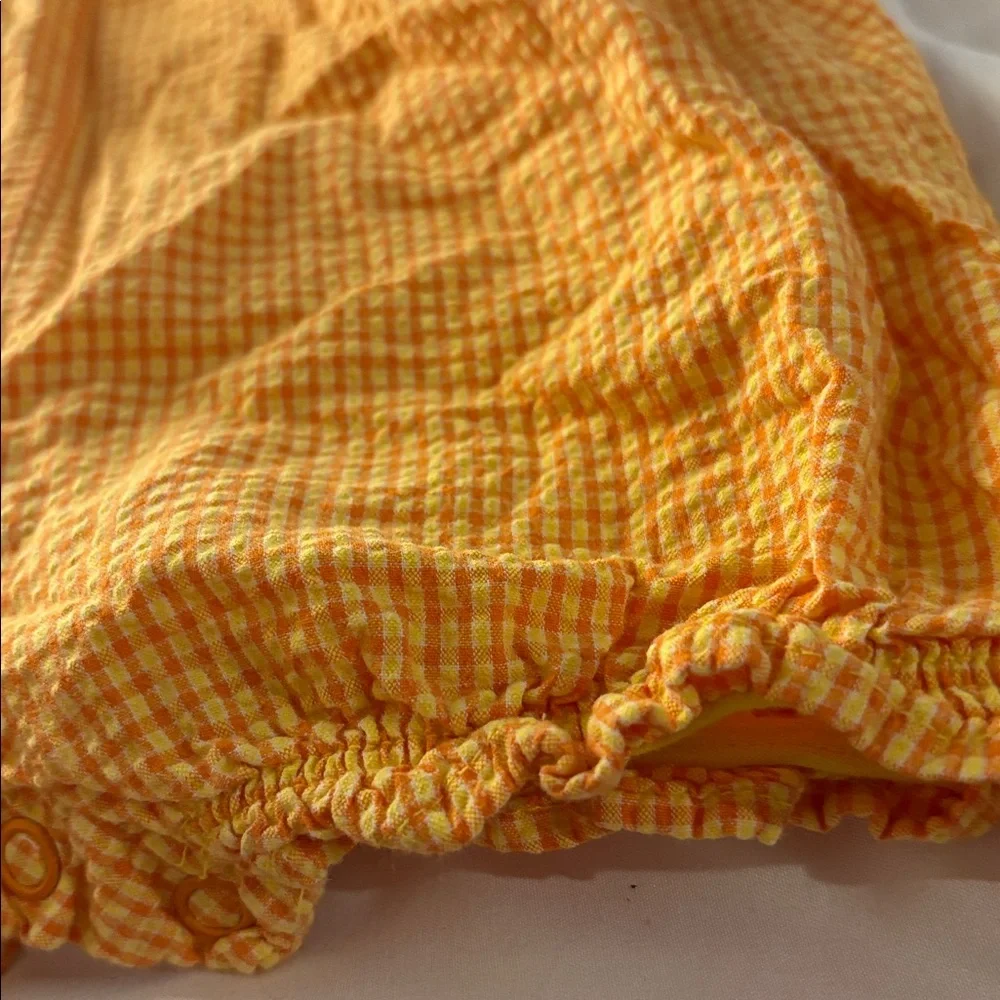 Baby connection Orange Gingham seersucker Baby Romper 6-9 months